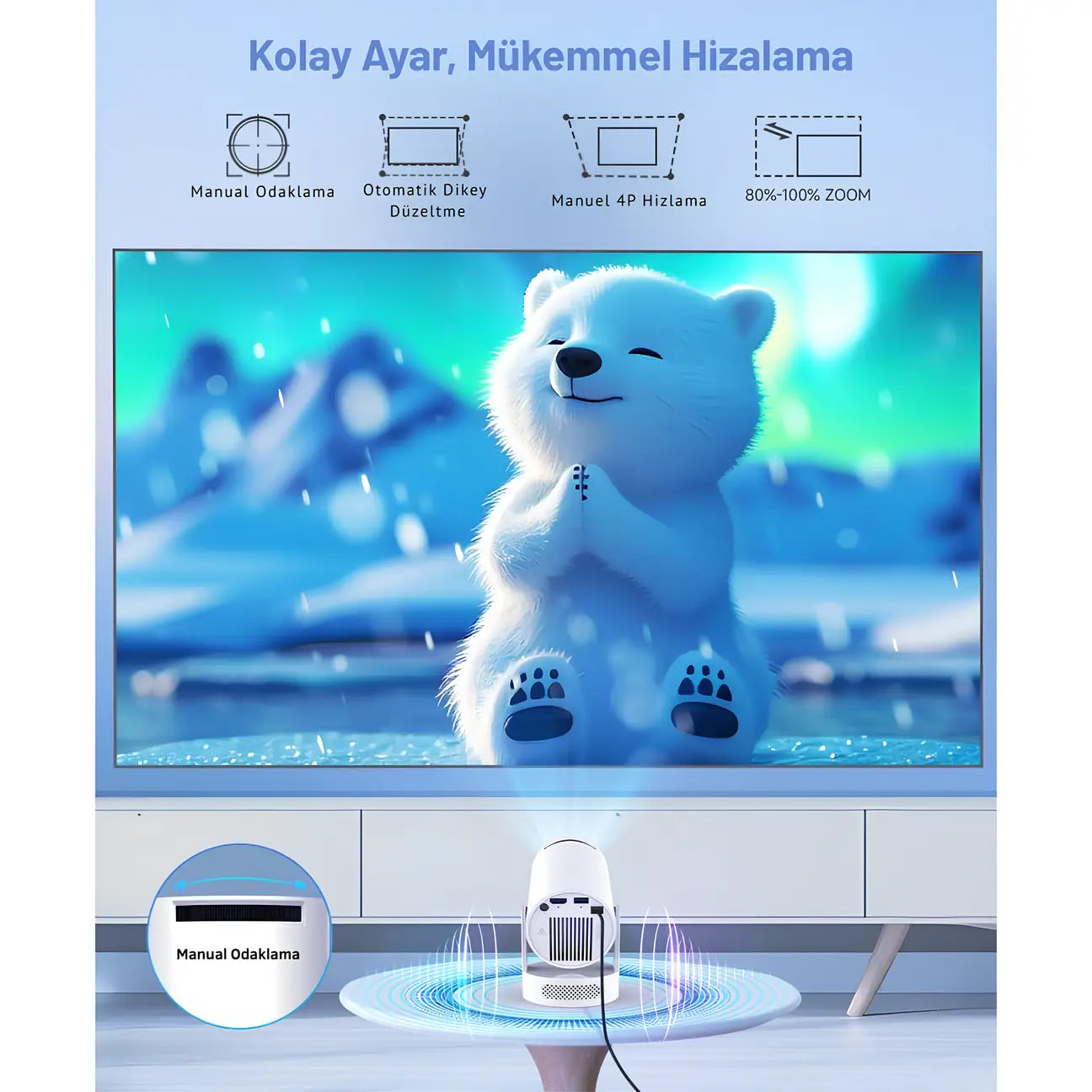 Şarjlı HY-300 Pro Max Premium Taşınabilir Mini Projeksiyon Cihazı