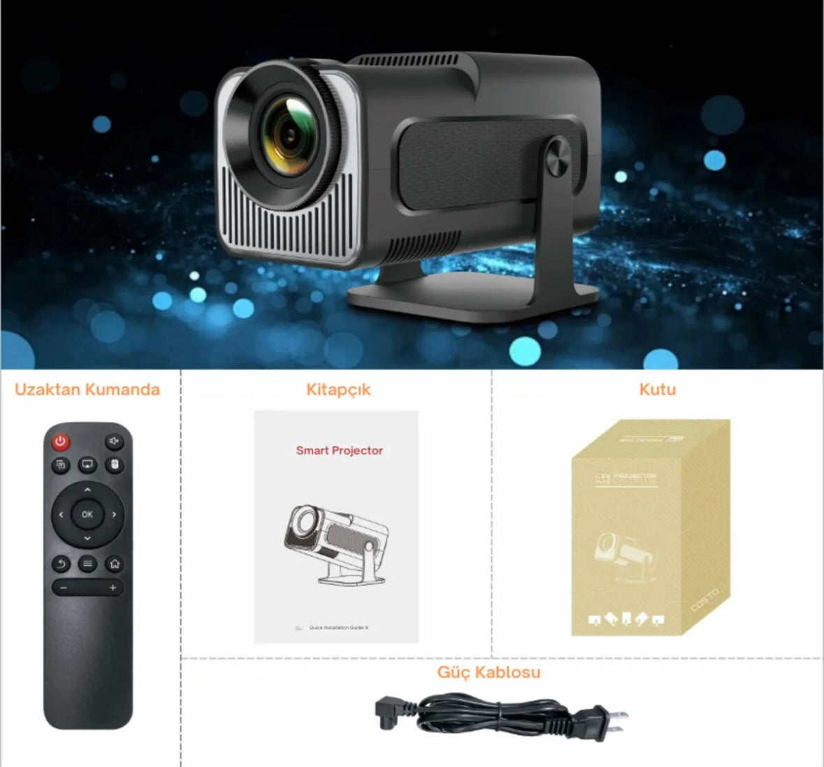 HY-320 Pro Taşınabilir Mini Projeksiyon Cihazı (Bluetoothlu Klavye ve Mouse Hediyeli)