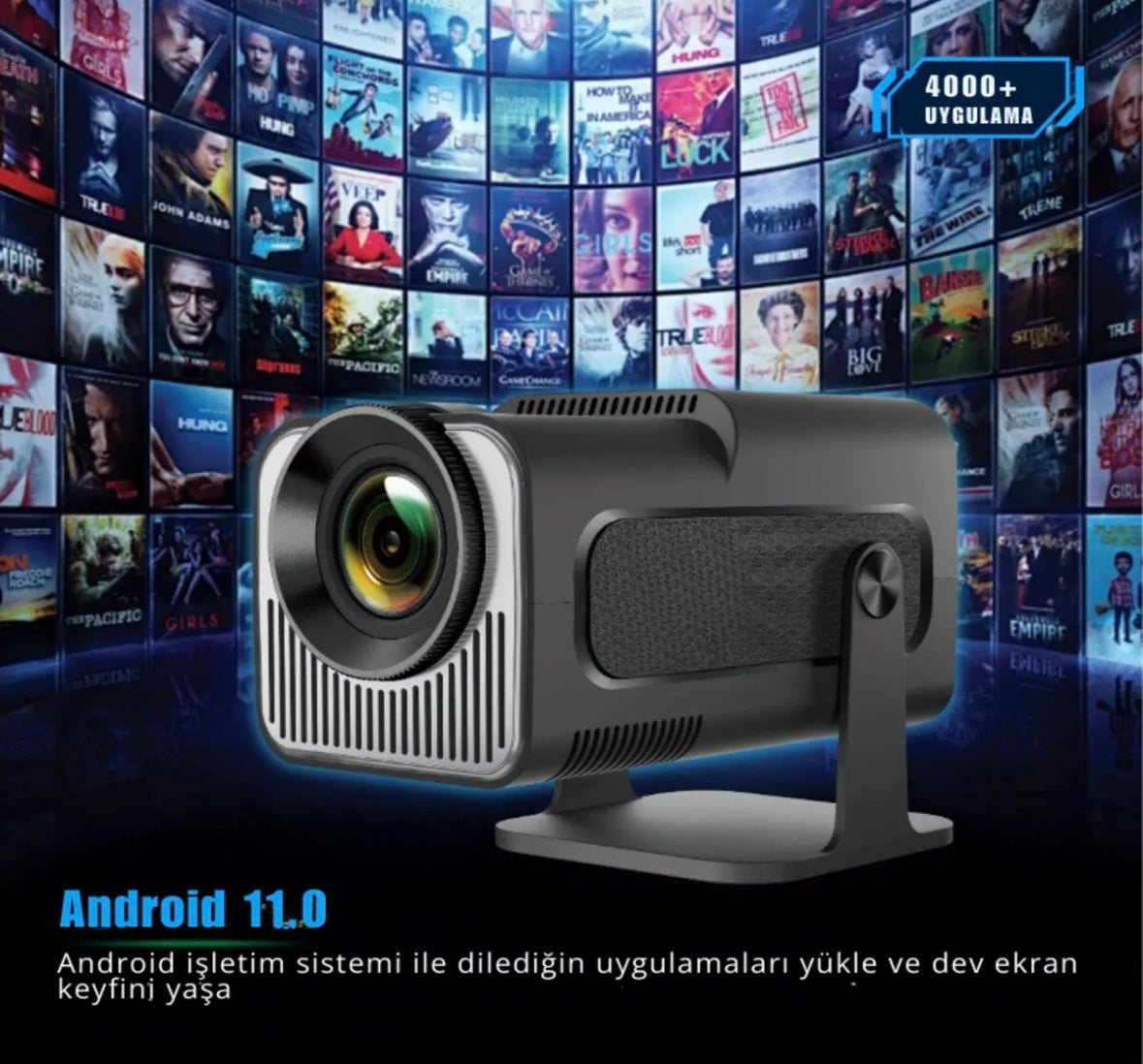 HY-320 Pro Taşınabilir Mini Projeksiyon Cihazı (Bluetoothlu Klavye ve Mouse Hediyeli)