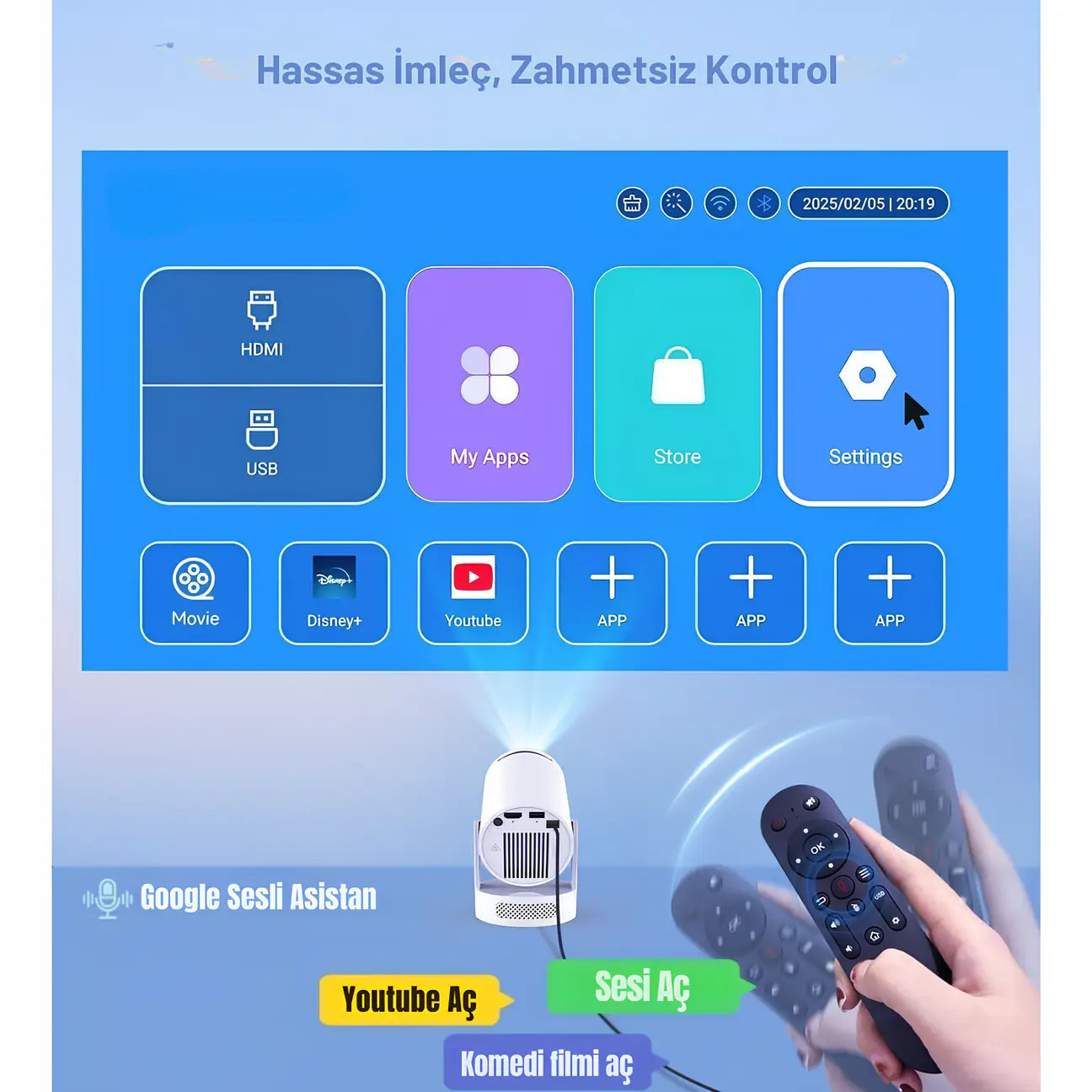 Şarjlı HY-300 Pro Max Premium Taşınabilir Mini Projeksiyon Cihazı