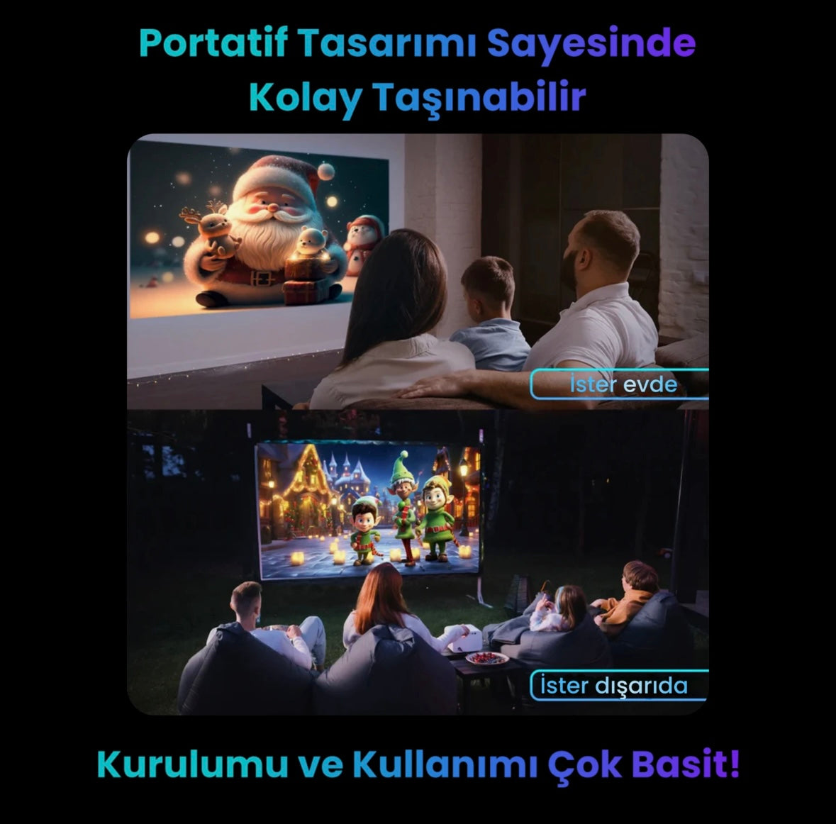 HY-320 Pro Taşınabilir Mini Projeksiyon Cihazı (Bluetoothlu Klavye ve Mouse Hediyeli)