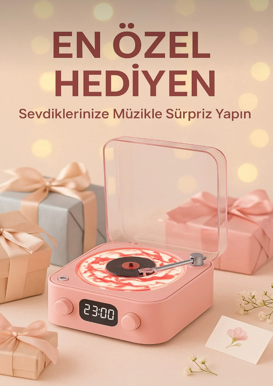 Nostaljik Plak Bluetooth Hoparlör Rgb Işıklı