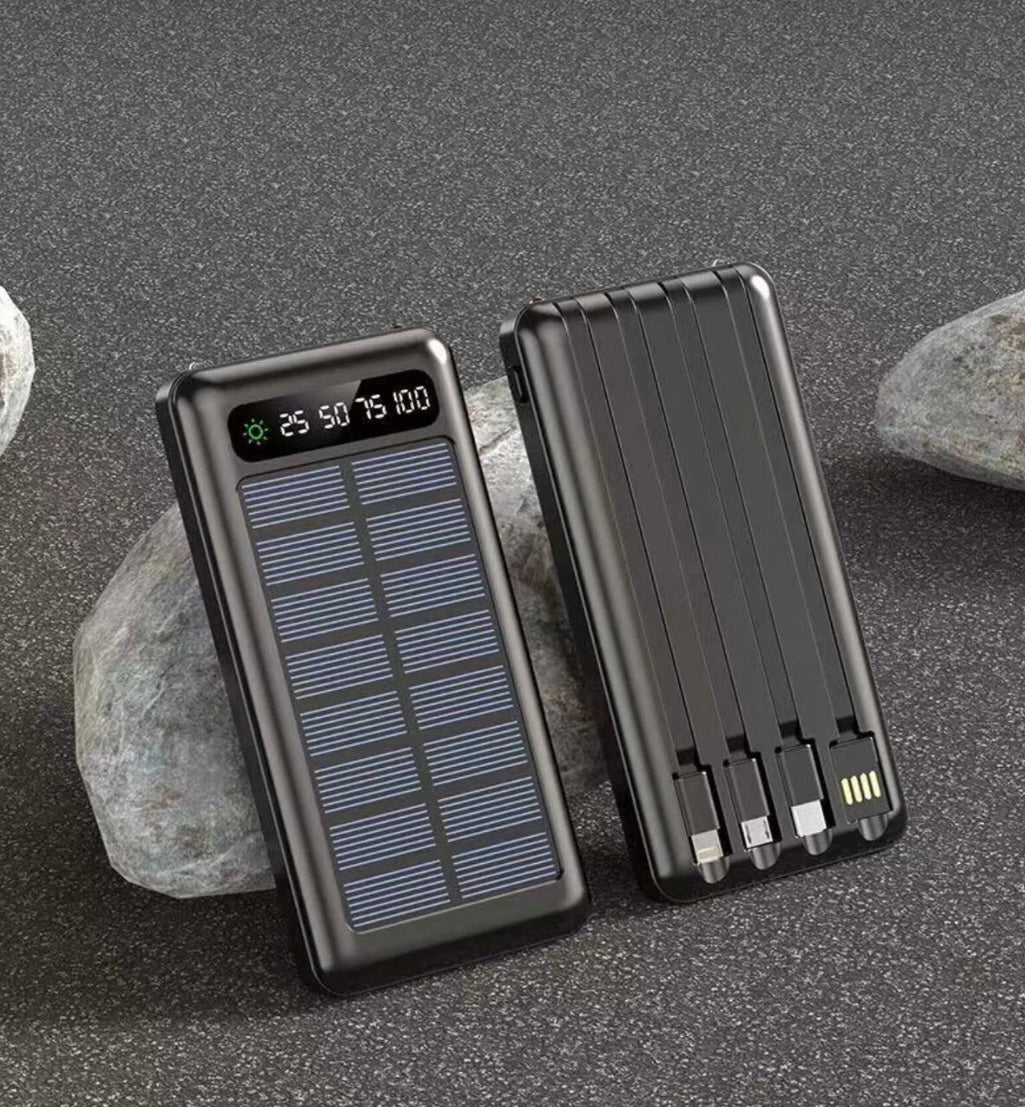 20.000 MAH Güneş Enerjili Dijital Göstergeli 4 Kablolu Powerbank