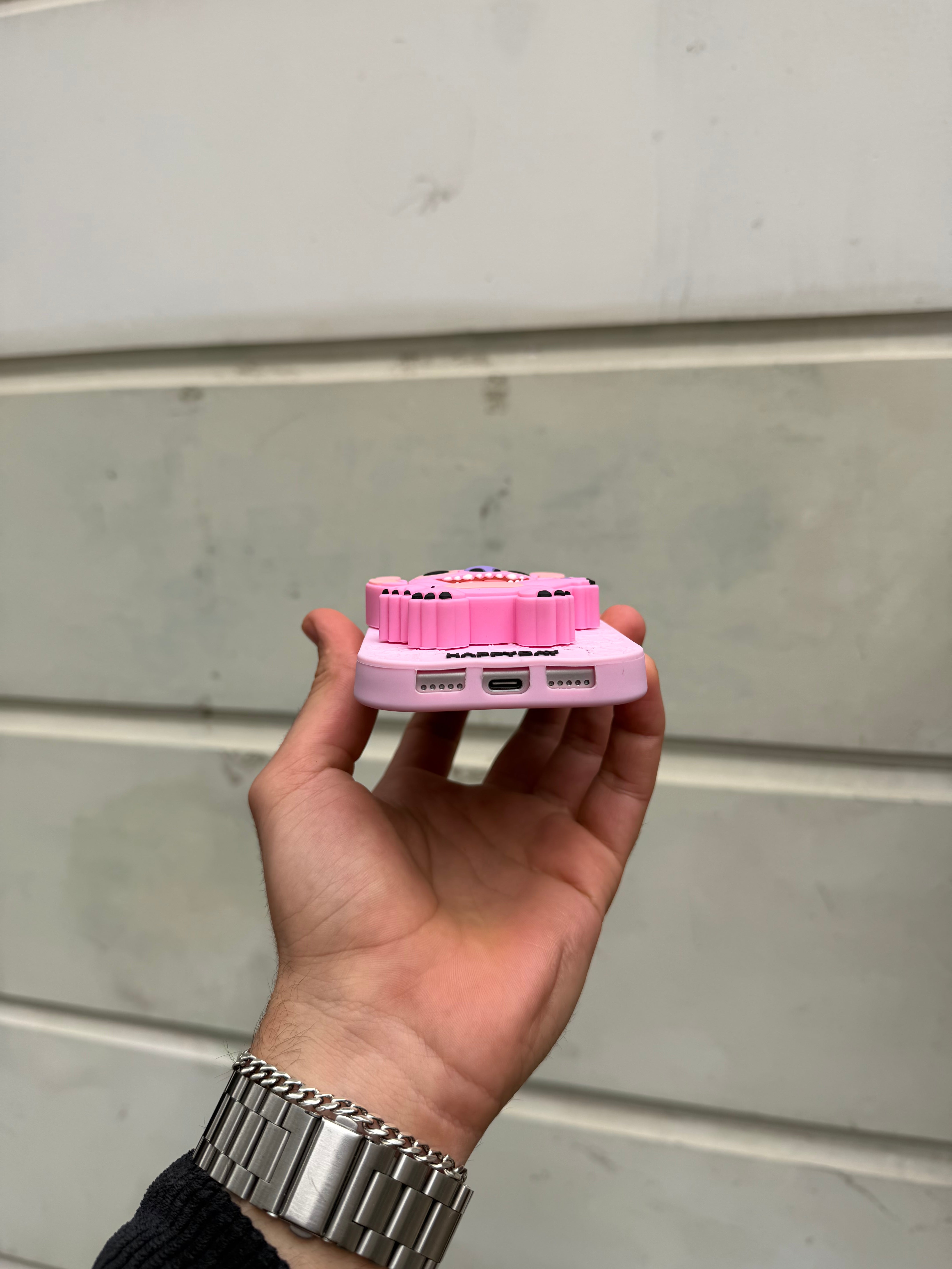 Stitch Pembe Kılıf Silikon Parmaklık Modelli