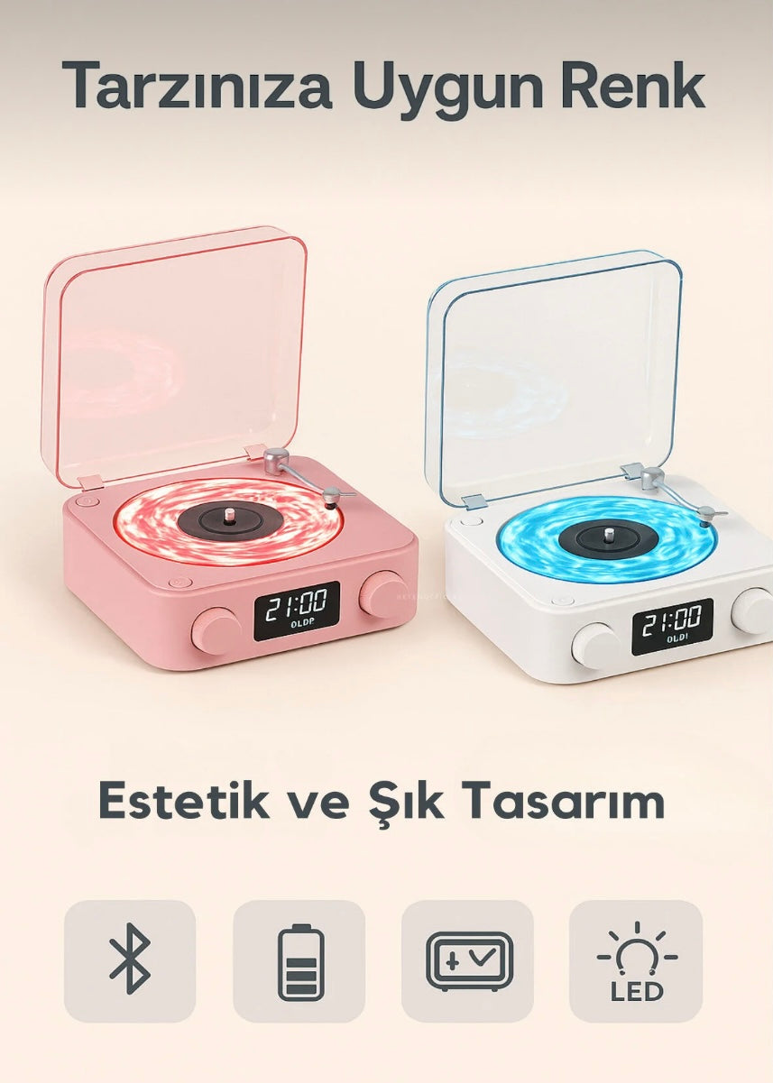 Nostaljik Plak Bluetooth Hoparlör Rgb Işıklı