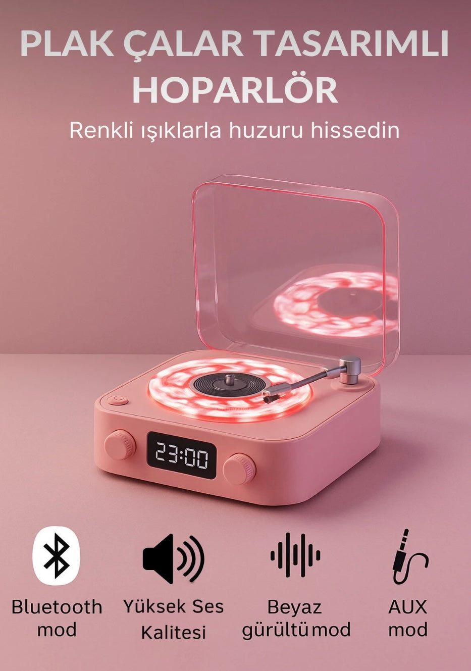 Nostaljik Plak Bluetooth Hoparlör Rgb Işıklı