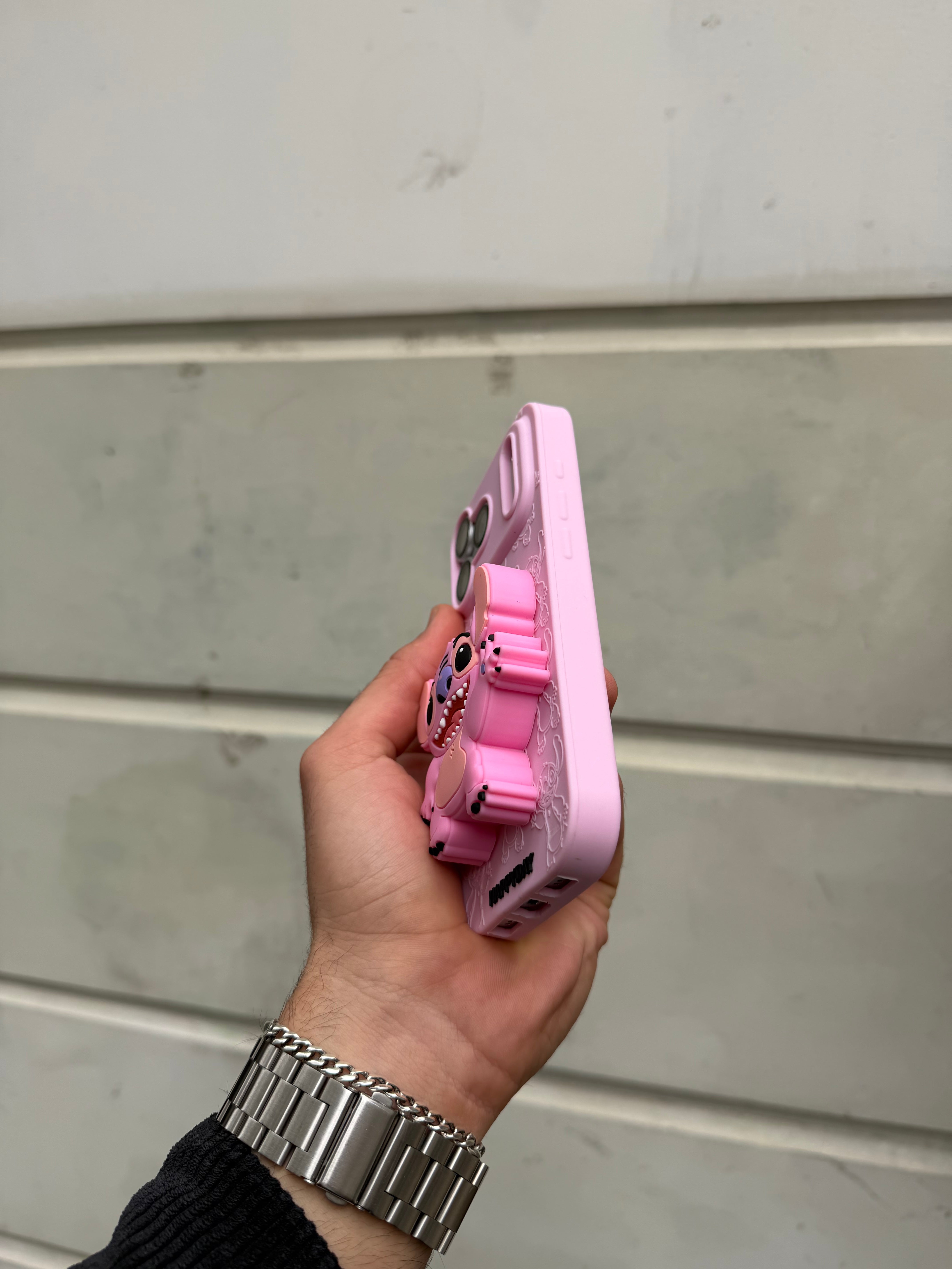 Stitch Pembe Kılıf Silikon Parmaklık Modelli