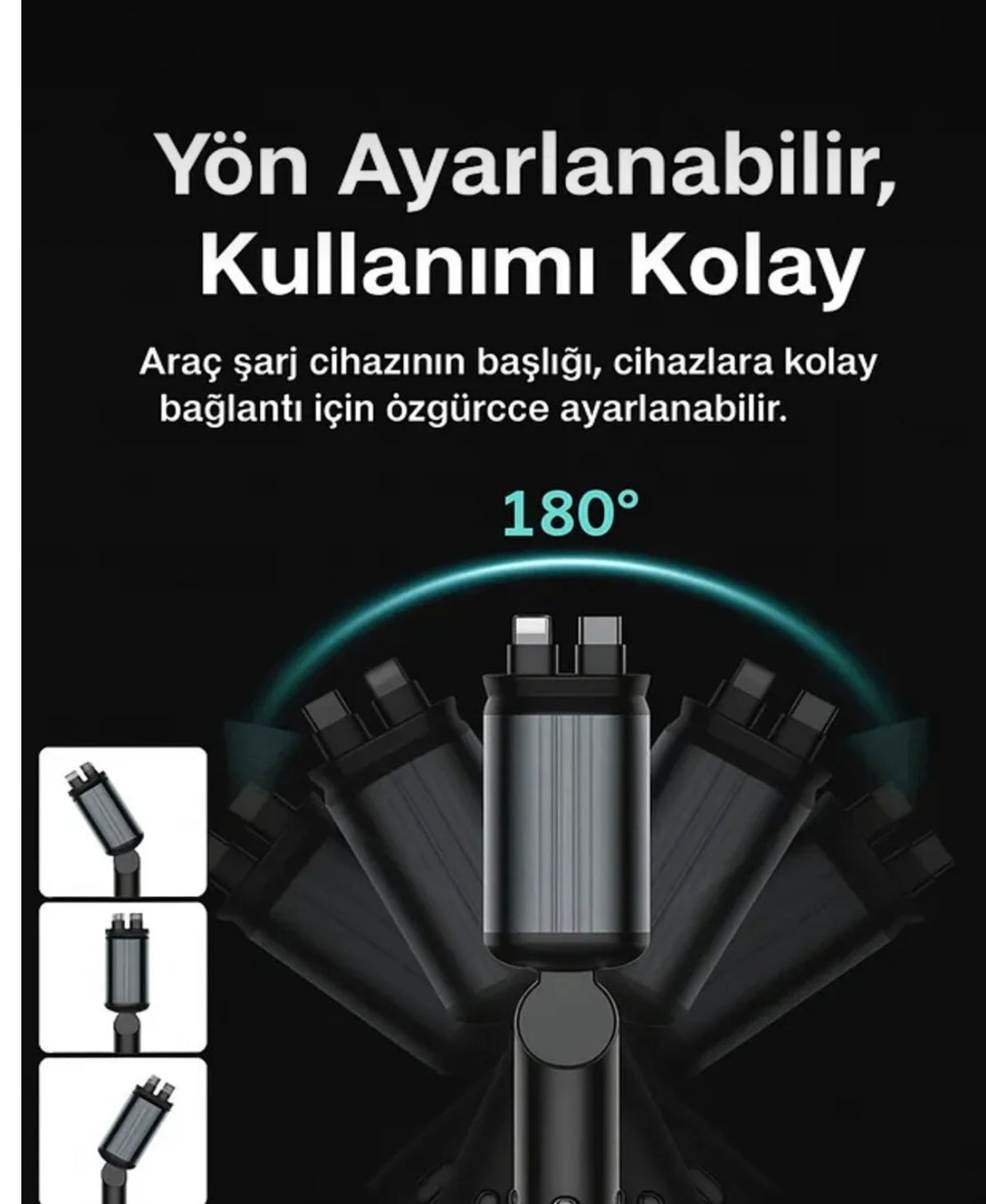 67W Hızlı Şarj Özellikli Araç Şarjı 4 in 1 Type-C Usb Işıklı Çakmaklık